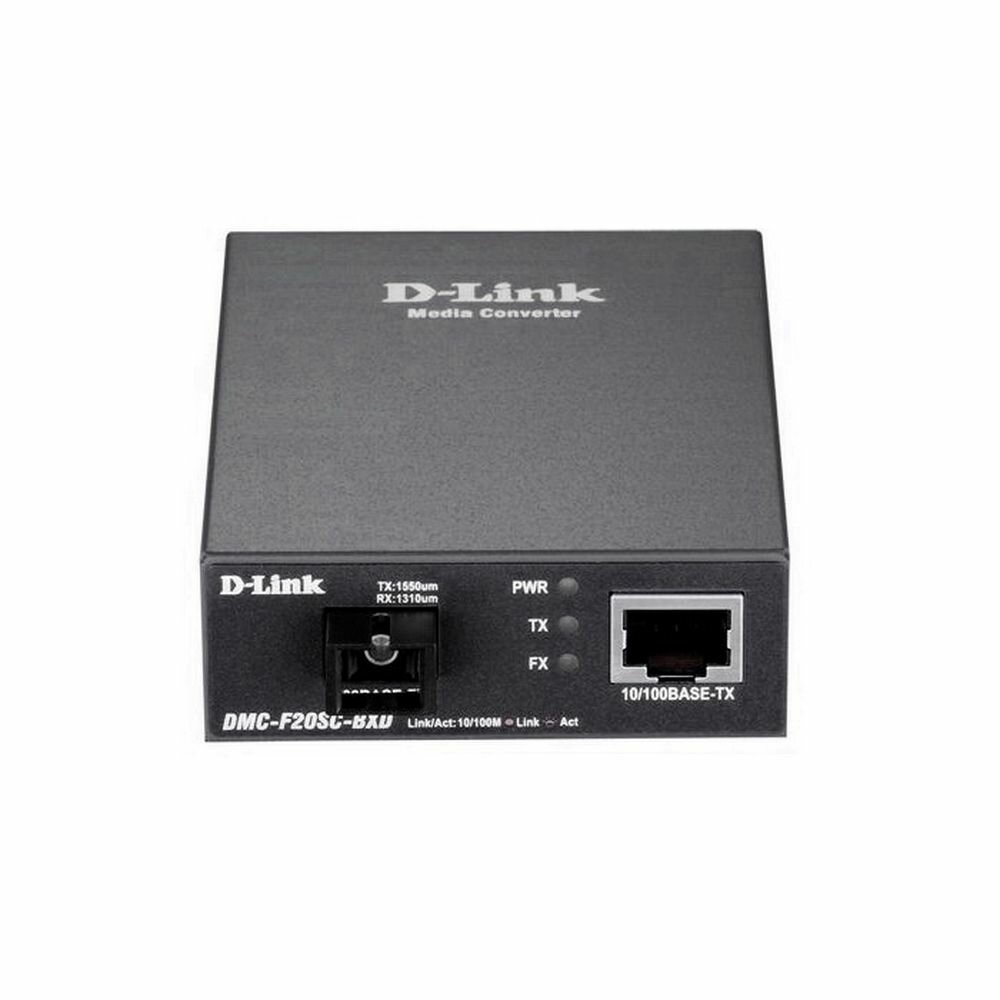 DMC-F20SC-BXD/B1A WDM медиаконвертер с 1 портом 10/100Base-TX и 1 портом 100Base-FX с разъемом SC (ТХ: 1550 нм; RX: 1310 нм) для одномодового оптического кабеля (до 20 км), RTL {20} (458279)