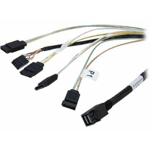 Cable SFF-8643 - 4*SATA (MiniSAS HD -to- 4*SATA), 0.5m (analog LSI00410, LSI00409, 2279800-R) internal 12g hd mini sas sff 8643 host to 4 sata target cable with nylon braiding