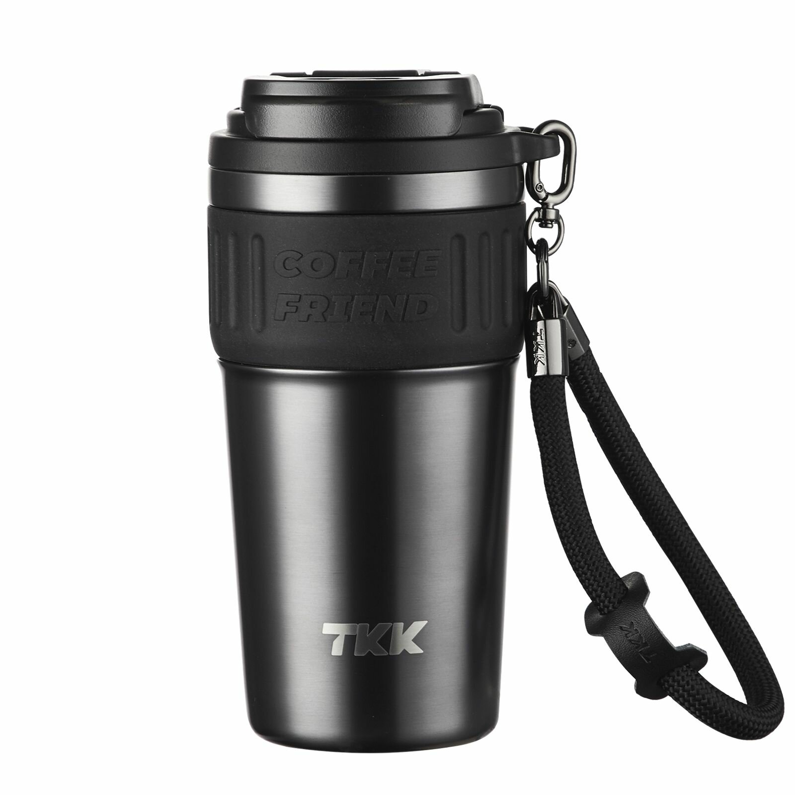 Термокружка автомобильная термостакан туристический для чая и кофе термос TKK Premium из нержавеющей стали, 630 мл, асфальтовый