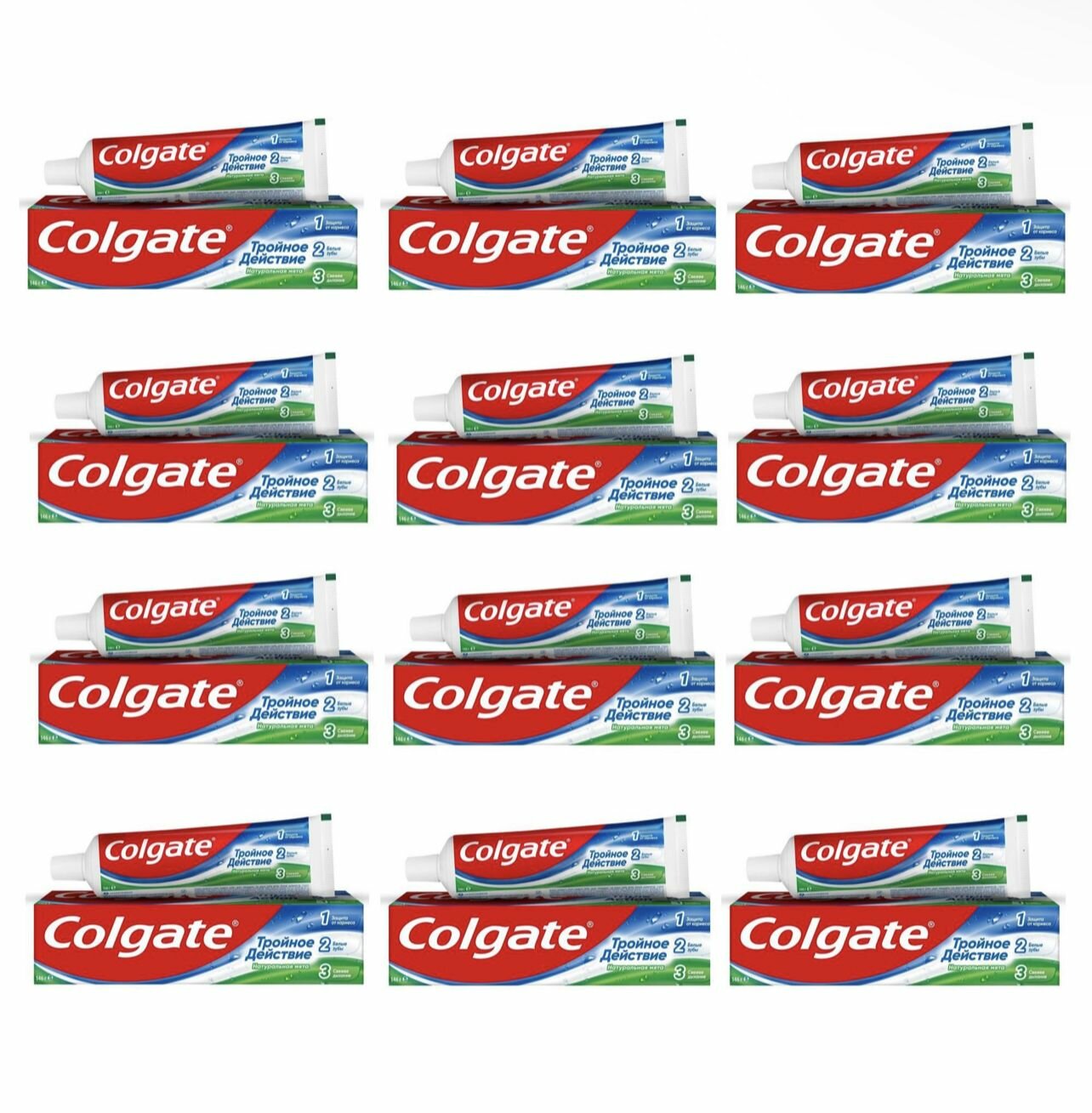 Комплект Зубная паста Colgate Тройное Действие Натуральная мята 100 мл х 12 шт.