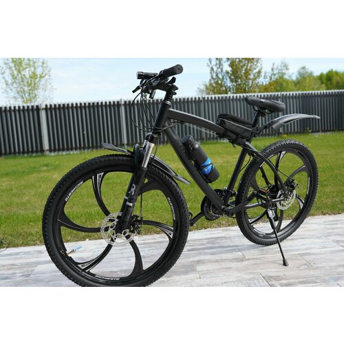 Велосипед горный RICHIESTO на литых дисках 26 дюймов дисковые тормоза рама 185 черный 27700₽