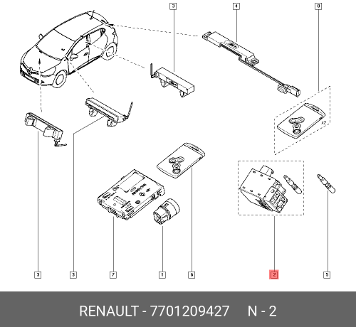 RENAULT 7701209427 Замок вала рулевого колеса электрический RENAULT: MEGANE II 02-09