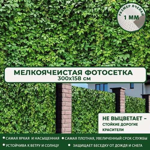 Изображение товара Фотосетка Мечта для забора беседки террасы 300x158 см, "Зеленые листья" , фотофасад для дома дачи сада
