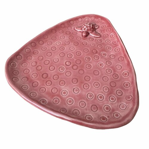 Тарелка ручной работы Черепашка розовая керамика 18 см 2596₽