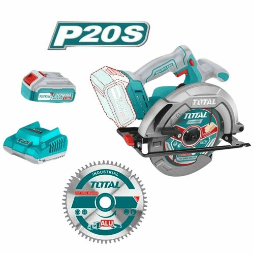 Циркулярная пила аккумуляторная 20V TOTAL 1 АКБ и 1 ЗУ диск 185 мм 4800 обмин 15100₽