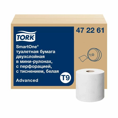 Туалетная бумага Tork SmartOne mini Advanced, в мини-рулоне мягкая, система T9, 130 м, 2 сл, белая, 1 рулон (арт: 472261) туалетная бумага tork smartone advanced 472242 6 рул