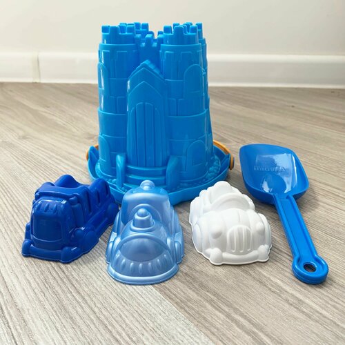 Песочный набор для мальчика с формочками машинками самосвалом и ведром Крепость 16 л - кофейный 931₽