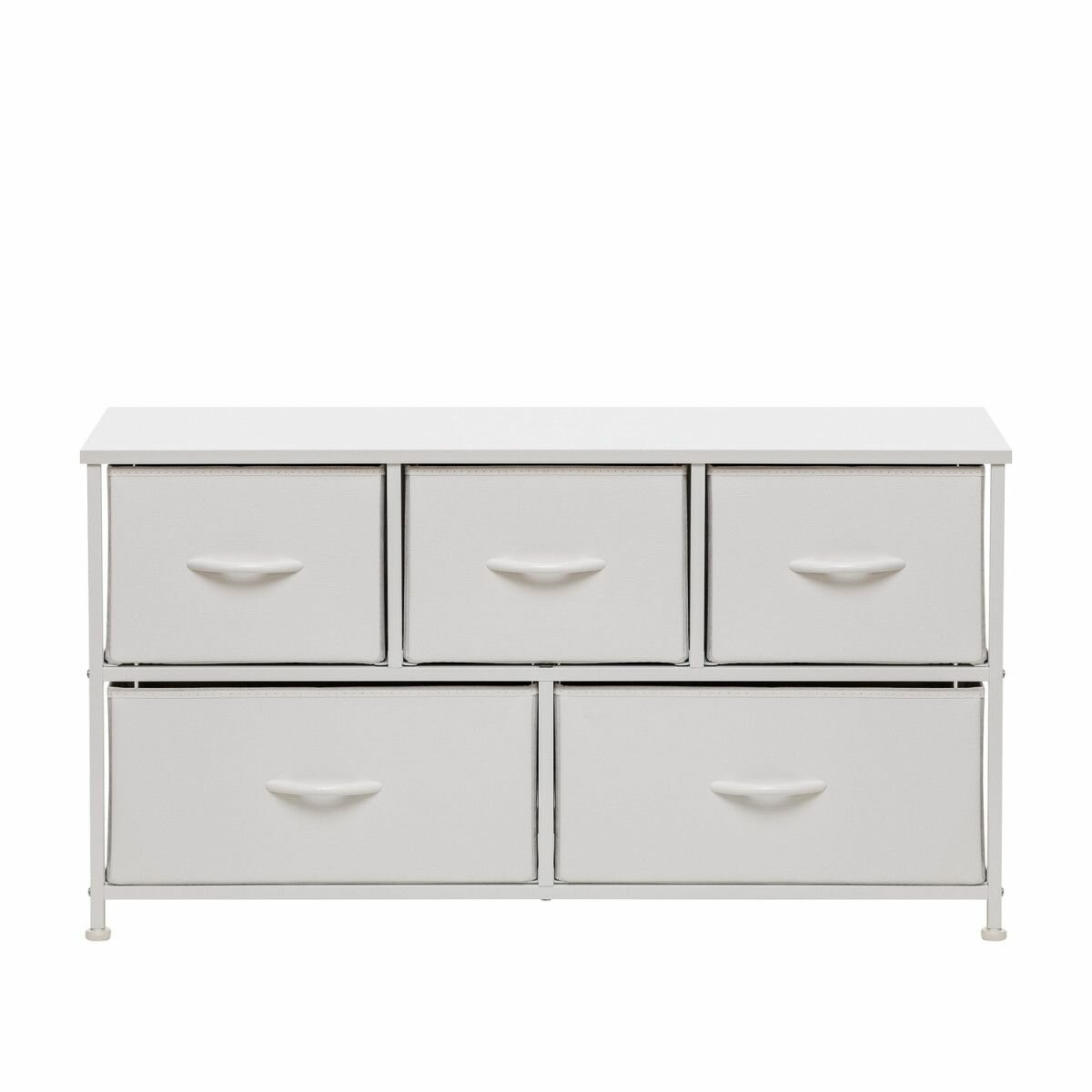 фото Комод Leset Линкс широкий (к/з), Каркас Белый, ящики Белые