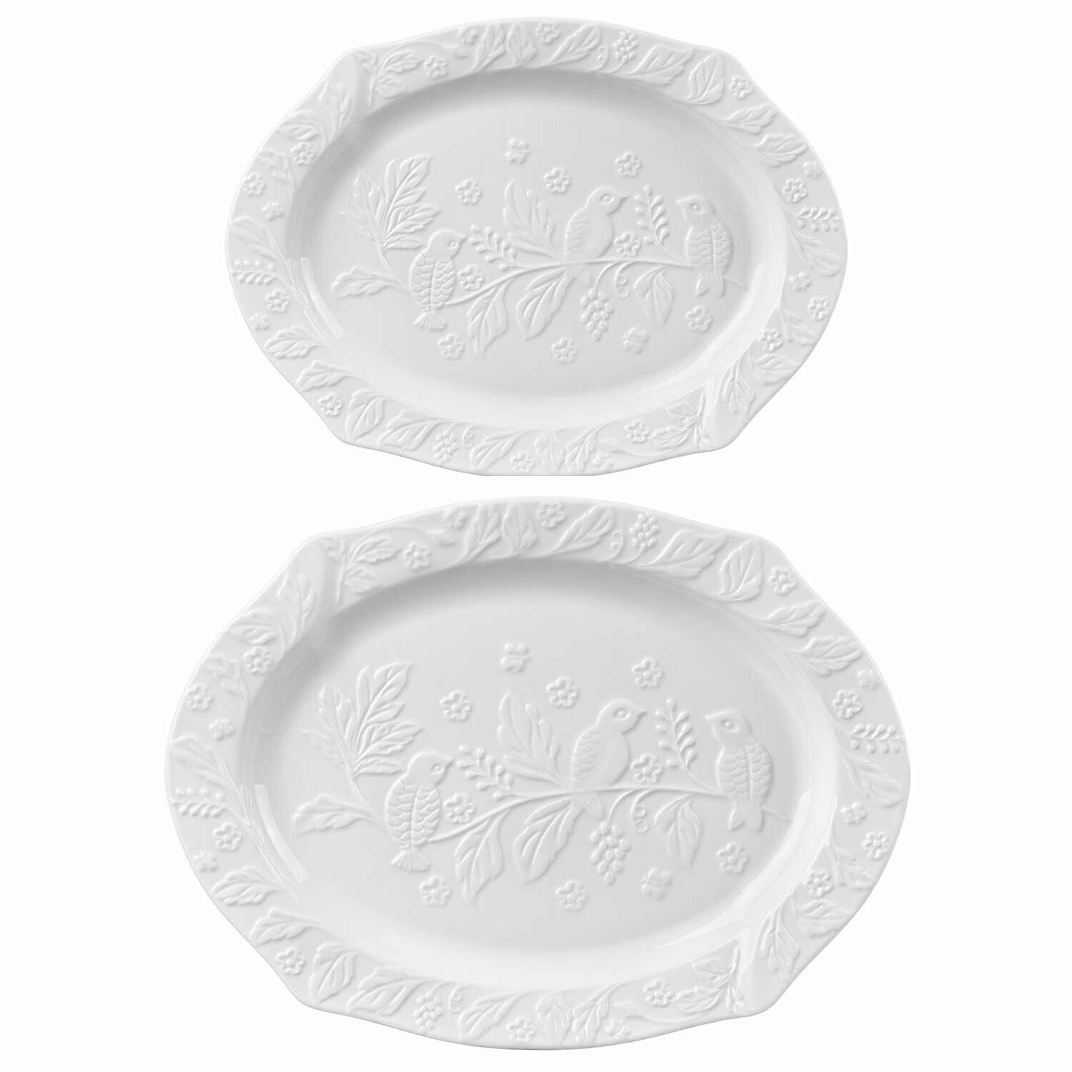 фото Блюдо сервировочное 2 шт Elan Gallery Птички на ветке 30,5х23х2 см и блюдо 25,5х19х2 см, набор