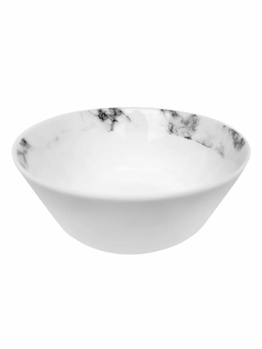 фото Набор салатников 6шт. 15см, 420мл, белый мрамор, форма луна