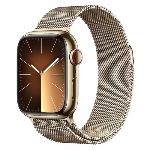 Умные часы Apple Watch Series 9 45 мм Steel Case GPS Cellular Gold Milanese Loop One Size 10530000₽