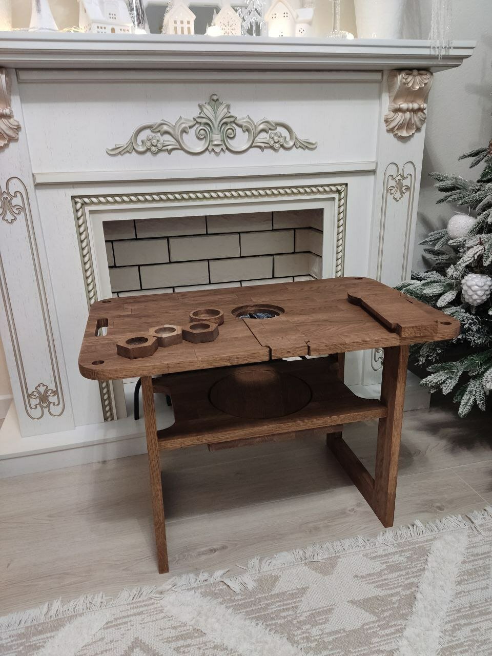 Стол трансформер журнальный для вина лофт деревянное подстолье WOODTUT