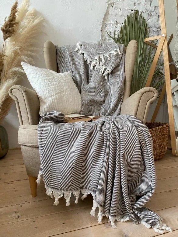 фото Плед-покрывало "Турецкий хлопок", Евро 220х240 см, Серый