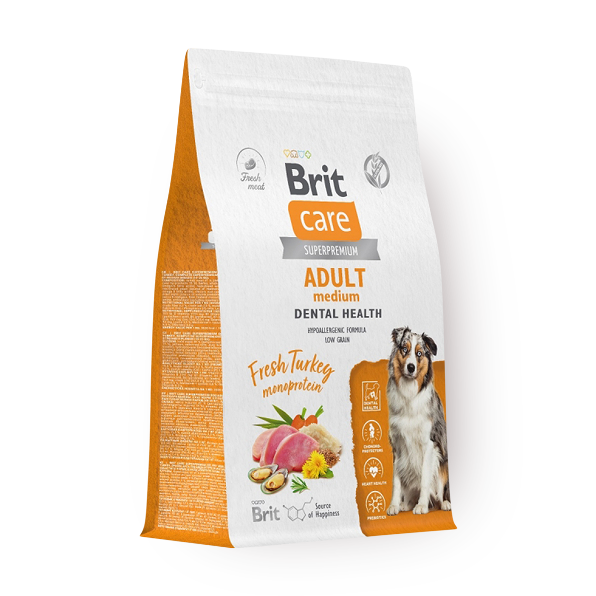 Сухой корм для собак средних пород Brit Care Dental Health индейка