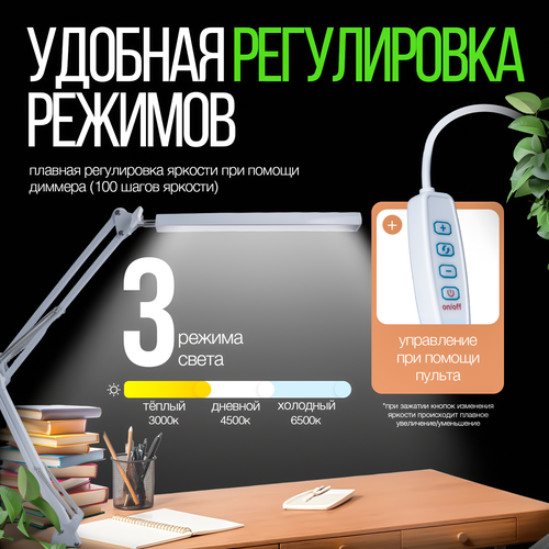 фото Лампа настольная selerolife, светодиодная, 10 вт, площадь освещения 20 кв. м