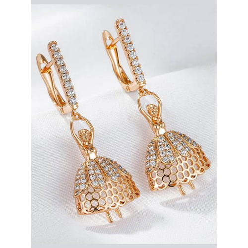 Комплект бижутерии XINQUAN jewelry: серьги, циркон, золотистый