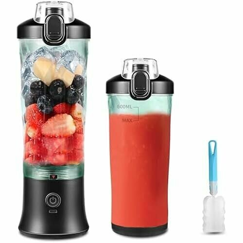 Портативный блендер TOPESCT 600 мл мини-миксер для смузи перезаряжаемый через USB высокая производительность резки с 6 ультразвуковыми лезвиями для путешествий офиса и спорта углеродный черный 1226700₽