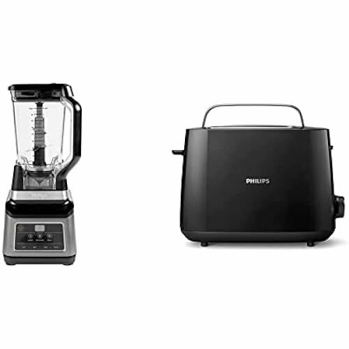 Блендер Ninja 2-в-1 с Auto-iQ BN750EU 1200 Вт контейнер 21 л чашка 07 л черныйсеребристый тостер Philips HD258190 встроенная насадка для булочек 8 уровней поджаривания черный 3828800₽