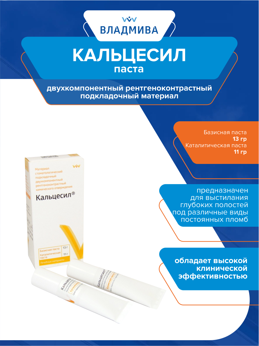 Двухкомпонентный рентгеноконтрастный подкладочный материал Кальцесил 13 гр11 гр