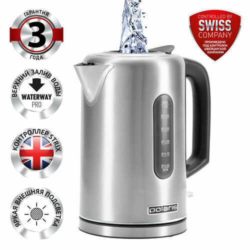 Электрический чайник Polaris PWK 1729CA Water Way Pro серебристый 3099₽