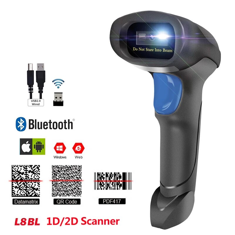 KEFAR Проводной и беспроводной сканер штрих-кода L8BL Bluetooth, KR-L8BL Bluetooth