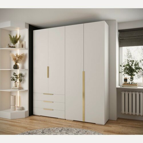 Изображение товара Шкаф распашной МебельЛэнд24 Мори - 8 Белый 160x60x210 для одежды четырехдверный с 3 ящиками