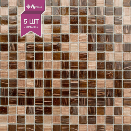 Изображение товара Мозаика стеклянная NS mosaic MIX19, коричневая, глянцевая, 327х327 мм, упаковка 5 шт