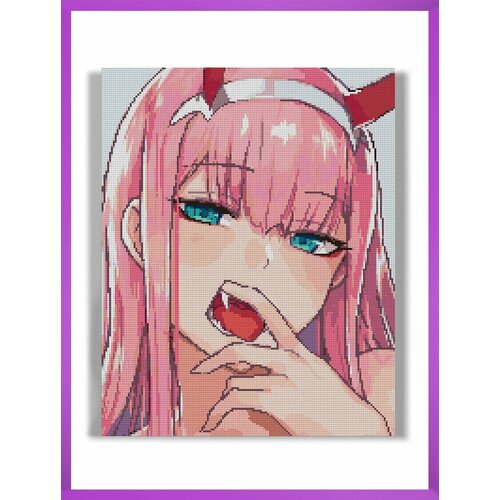 Алмазная мозаика на подрамнике - вышивка Милый во Франксе - Zero Two 40 х 50 см