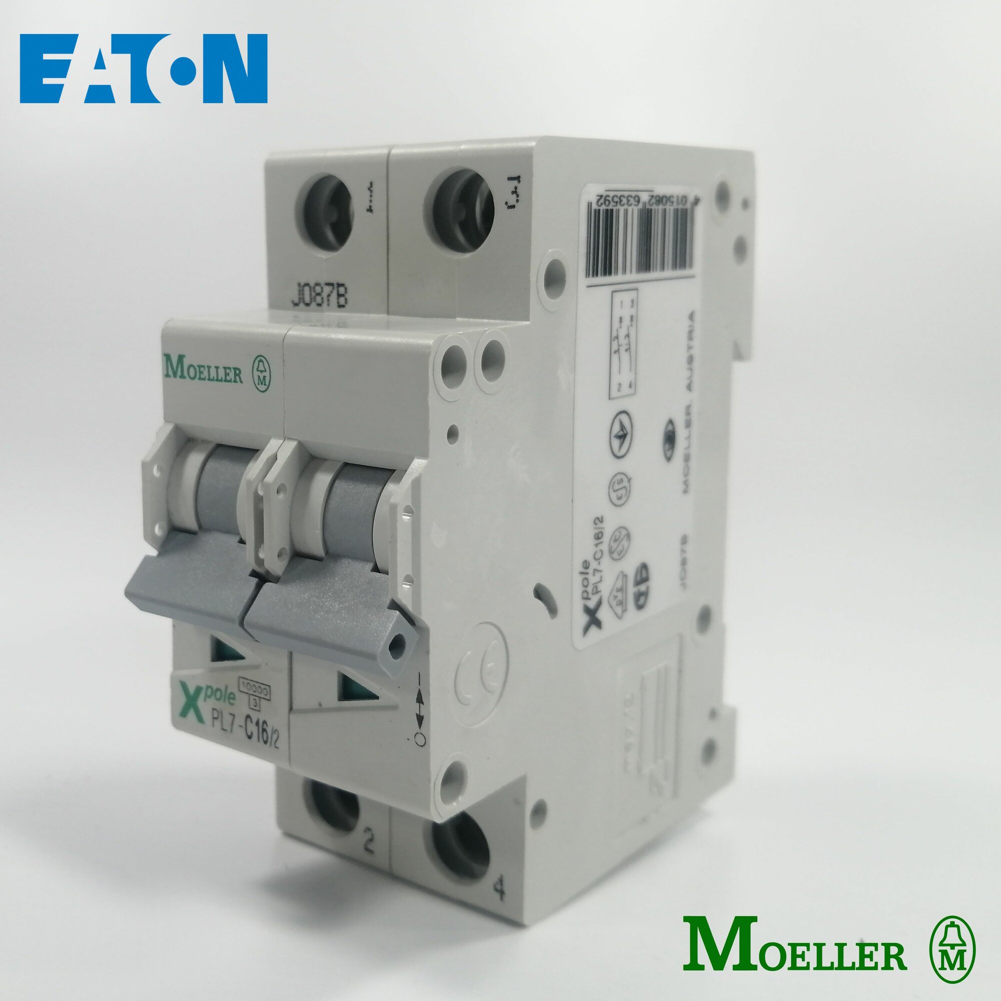 Автоматический выключатель 2P 16А 10кА тип C PL7-C16/2, 263359 EATON-Moeller