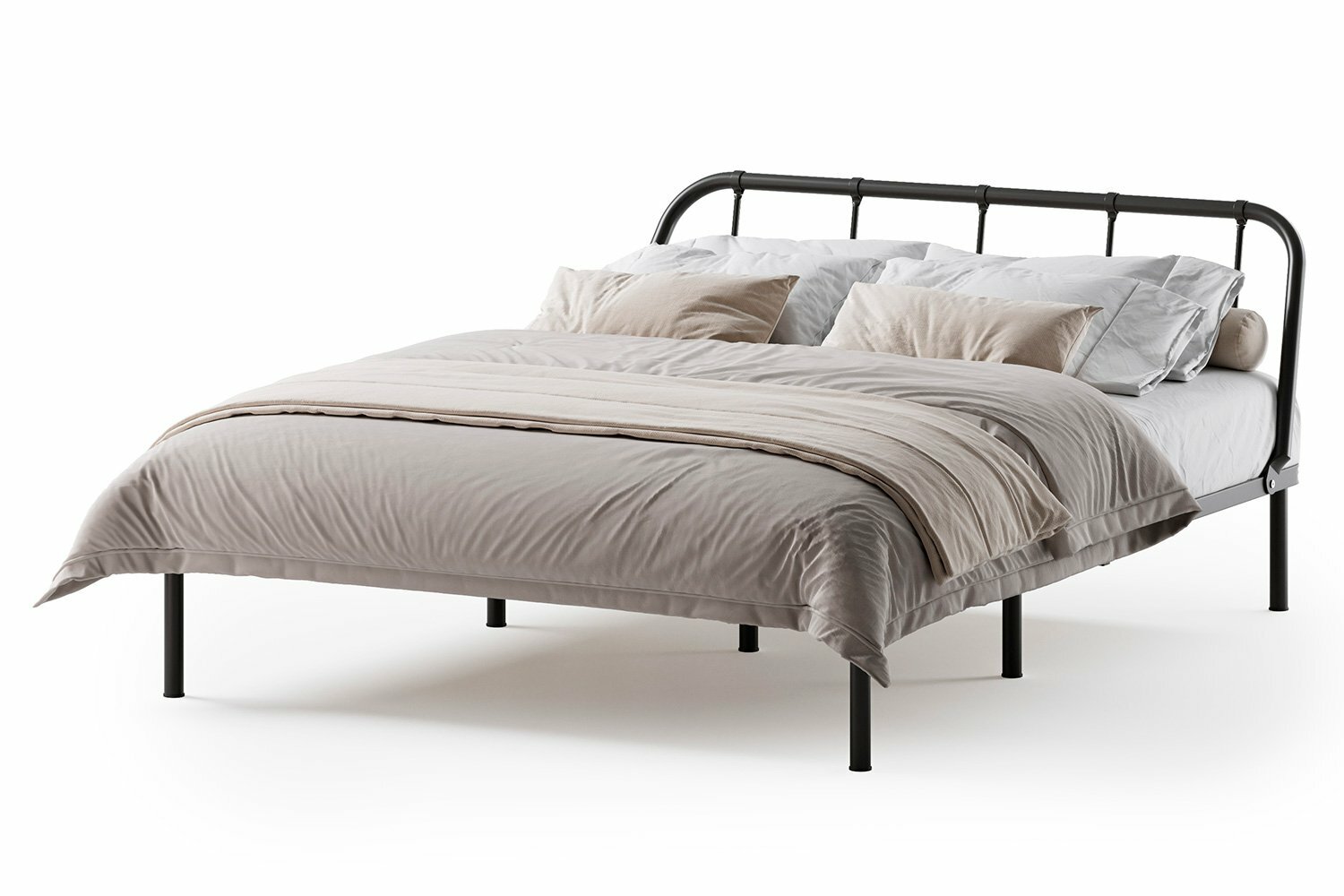 Кровать двуспальная Hoff Мира 140х200 см, с основанием, без подъёмного механизма, цвет черный
