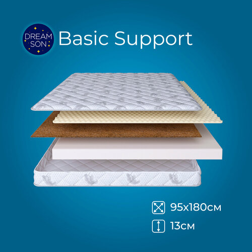 Беспружинный матрас 95х180 анатомический, средней жесткости, односпальный, в кровать, DreamSon Basic Support