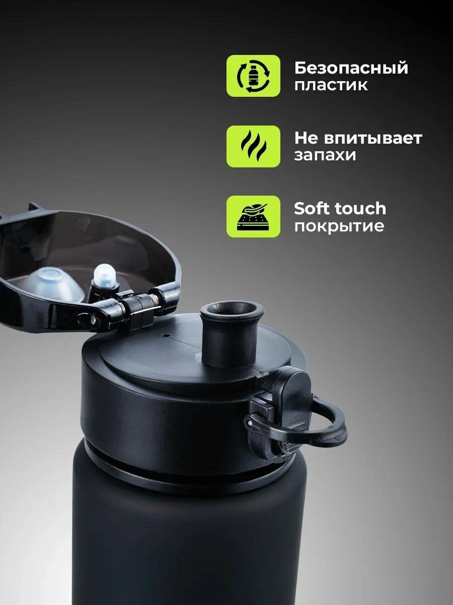 Бутылка для воды спортивная MyAim, черная, 560 мл, с герметичной крышкой, для спорта и фитнеса, для всей семьи, бутылка для воды детская в школу — фото 1