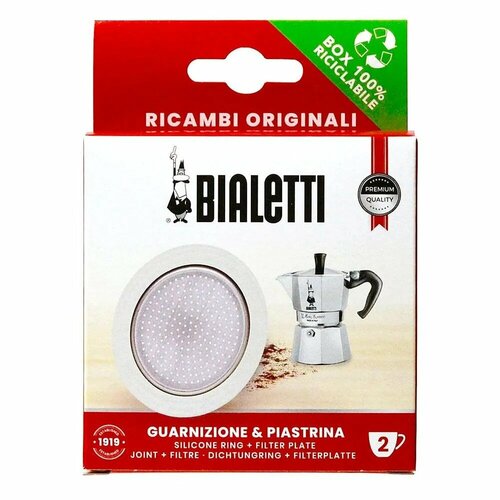 1 уплотнитель 1 фильтр Bialetti для алюминиевых кофеварок на 2 чашки 445₽