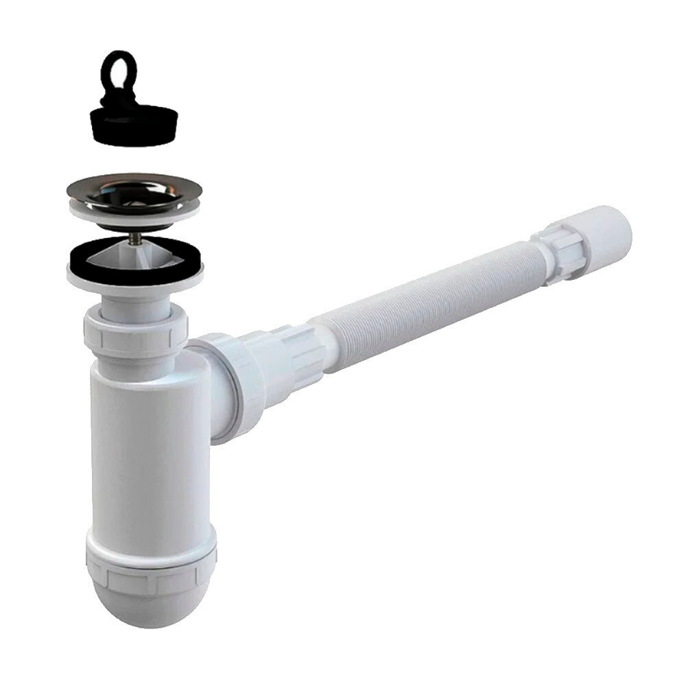 Сифон для раковины Alcadrain 1 1/4х40 мм с выпуском d60 мм белый A41+A710/AG2105123710