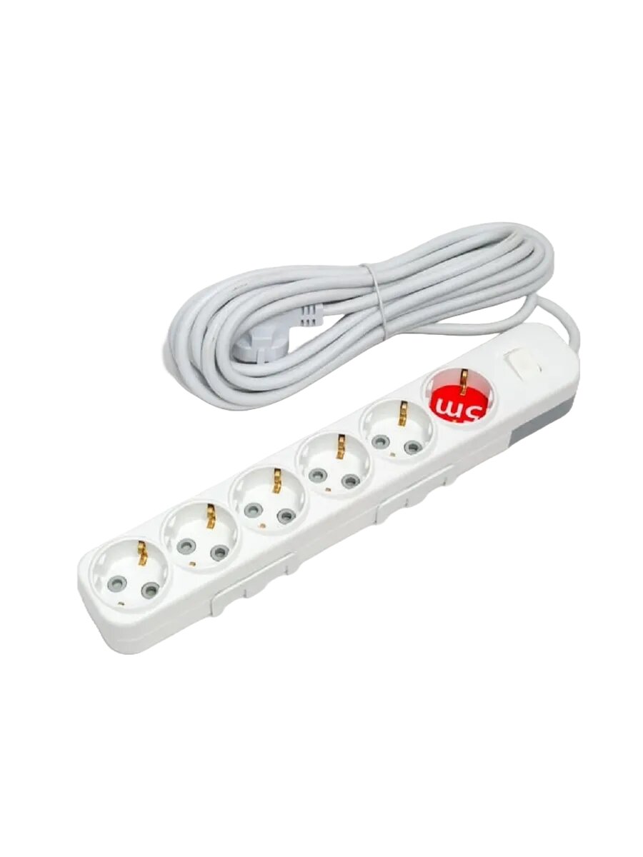 Удлинитель ELBI Myra 527-010205-621 6 розеток защита IP20 16A 5м белый