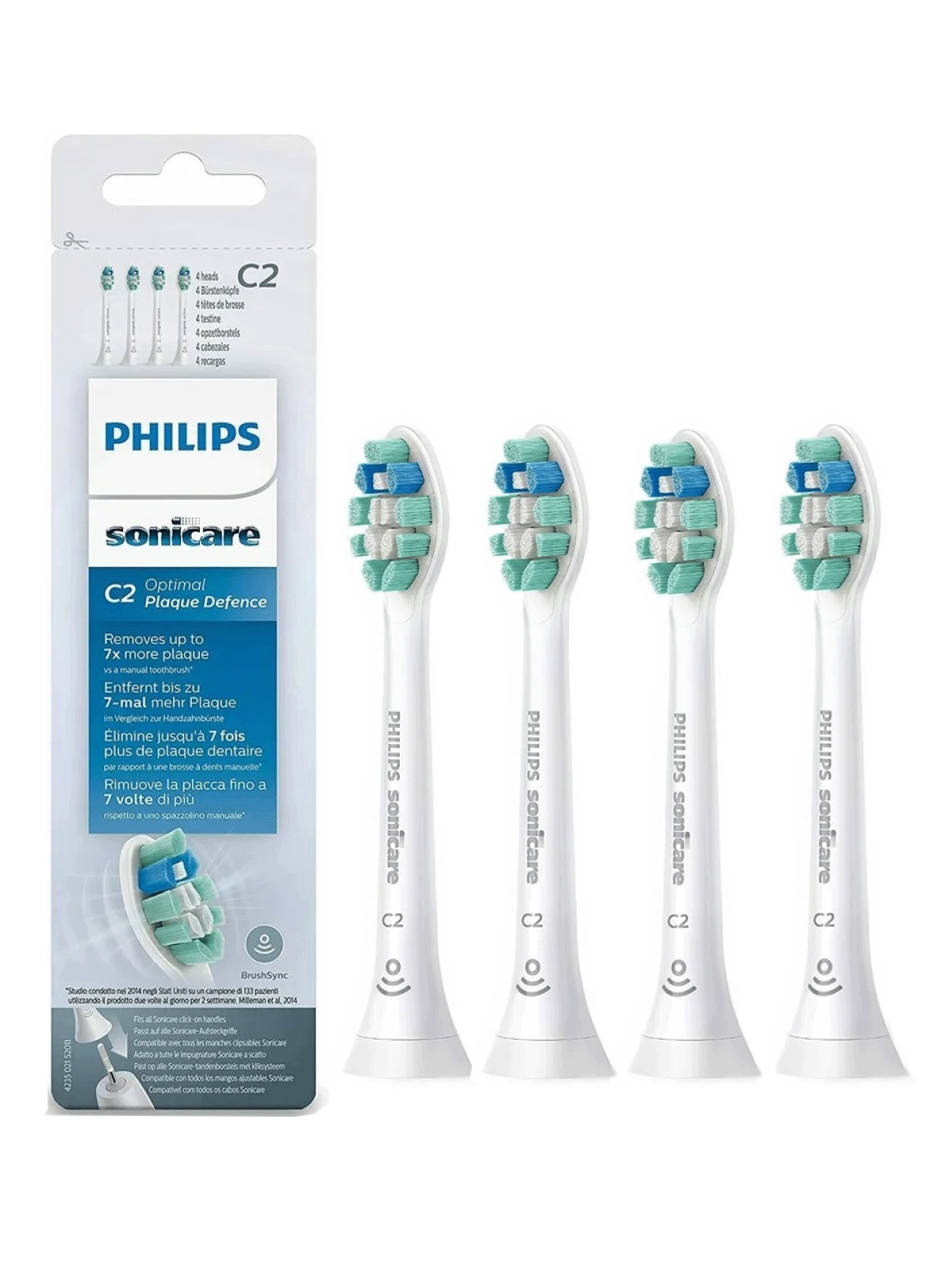 Насадки совместимые с щетками Philips Sonicare HX9024 C2 Optimal Plaque Defense, щетки 4 шт Оптимальная защита от зубного налета