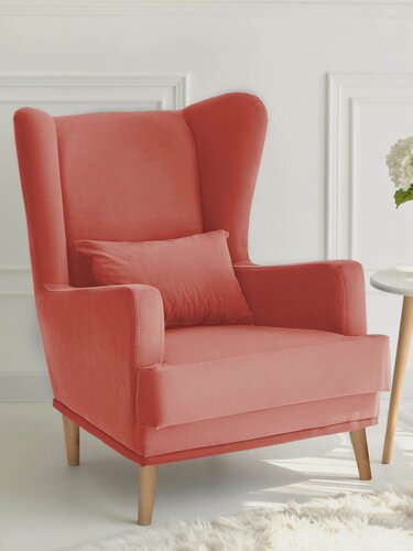 Изображение товара Кресло Оскар мягкое для отдыха дома, на ножках, велюр Jawa Coral 12