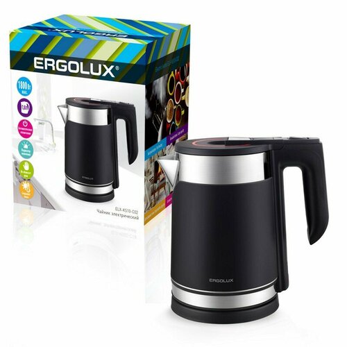 ERGOLUX ELX-KS10-C02 черный чайник нерж стальпластик 18л 220-240В 1800 Вт цена за 1 шт 1703₽