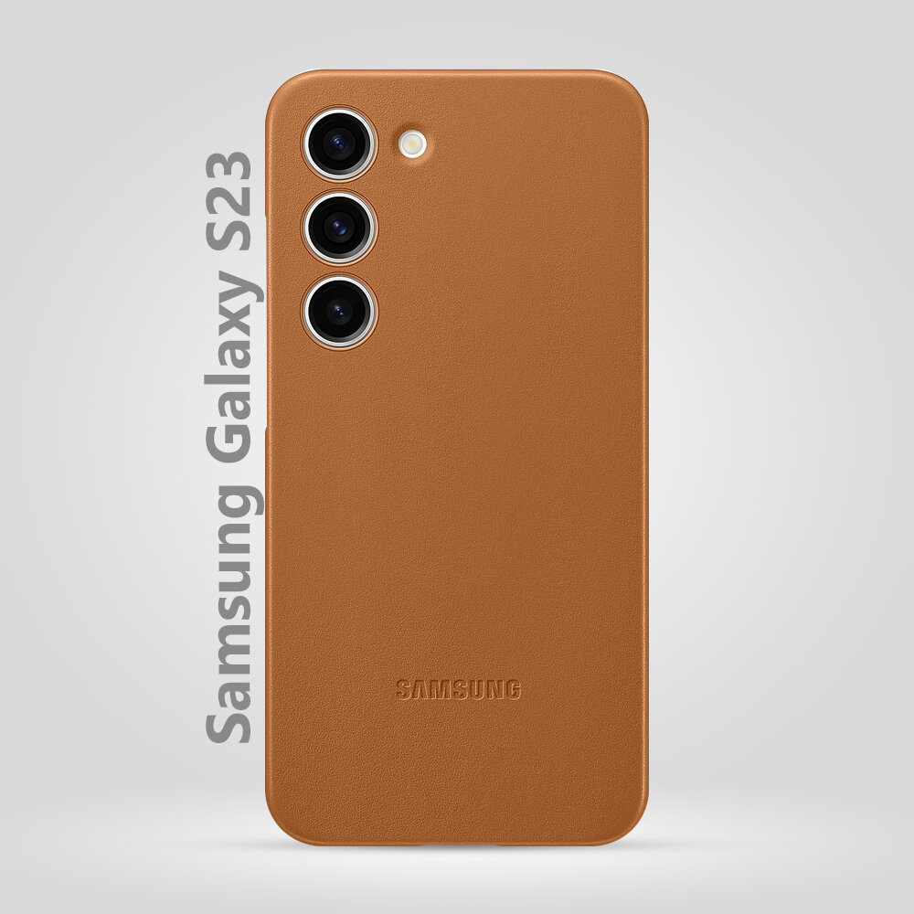 Кожаный чехол для Samsung Galaxy S23 / Leather case для Самсунга галакси С23 / Оранжевый