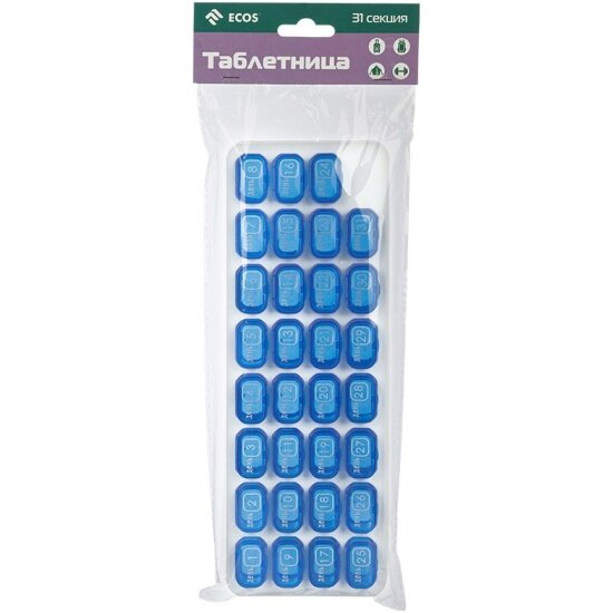 Таблетницы Xiaomi Таблетница Ecos на месяц, 31 ячейка, синий (109146)