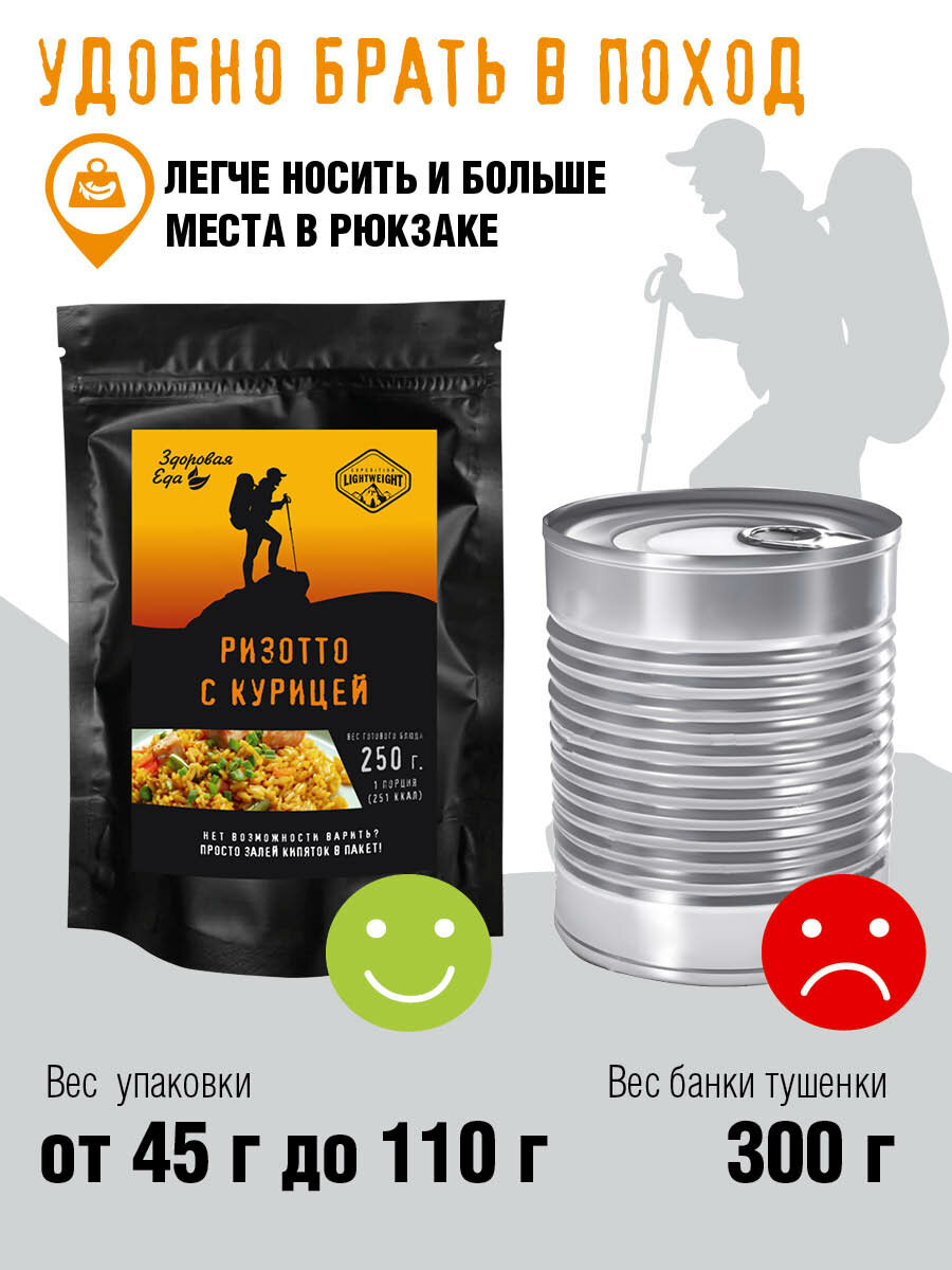 Изображение Ризотто Здоровая еда с курицей без варки сублимированное блюдо быстрого приготовления для похода, 70 г