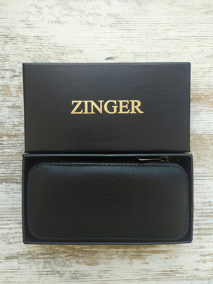 Картинки Маникюрный набор ZINGER на молнии 8105, мужской, 7 предметов, чехол черный матовый