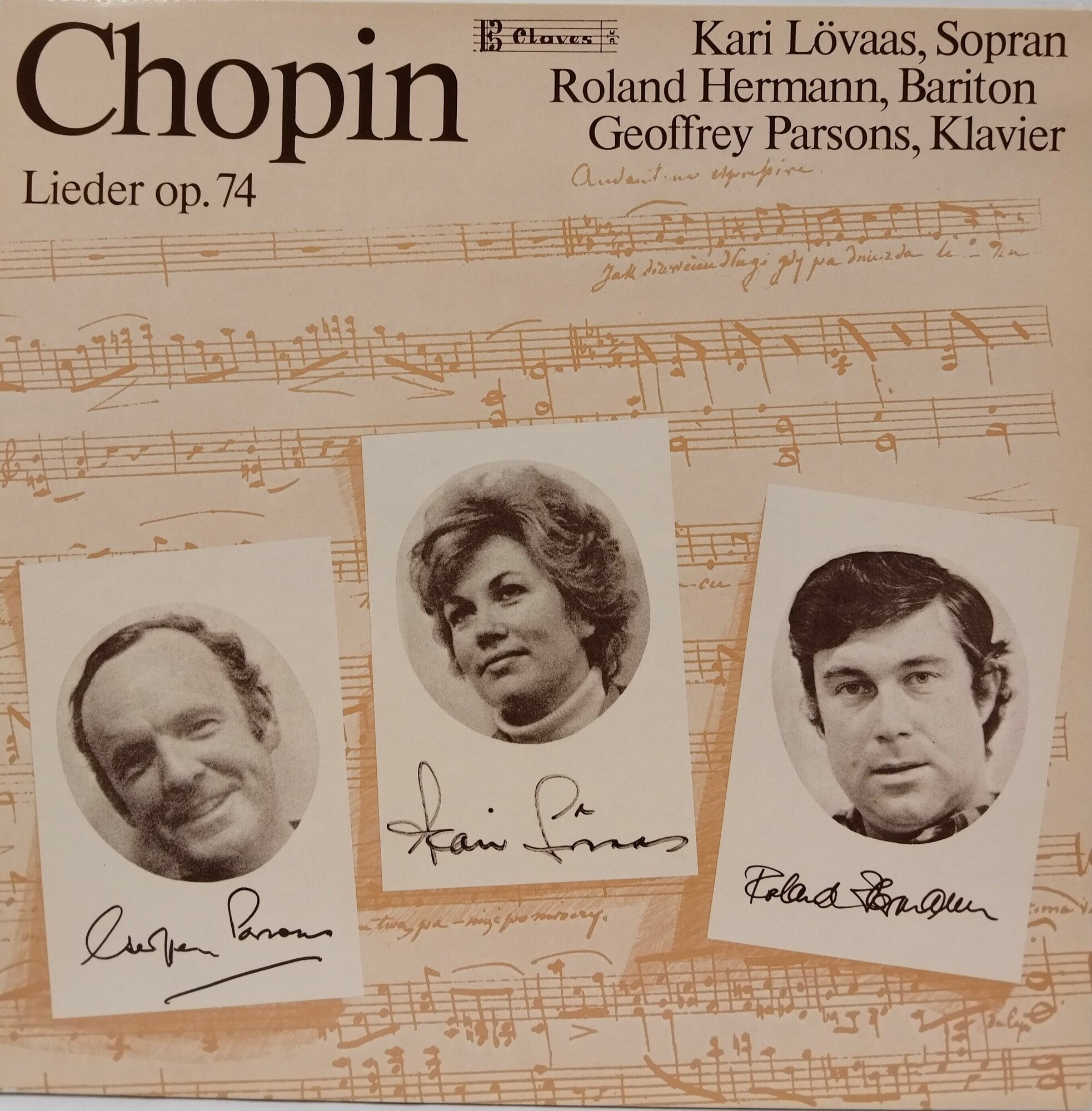 Chopin Kari Lovaas Roland Hermann Geoffrey Parsons. Lieder Op.74 (M/M Switzerland Claves LP D 502 винил) LP