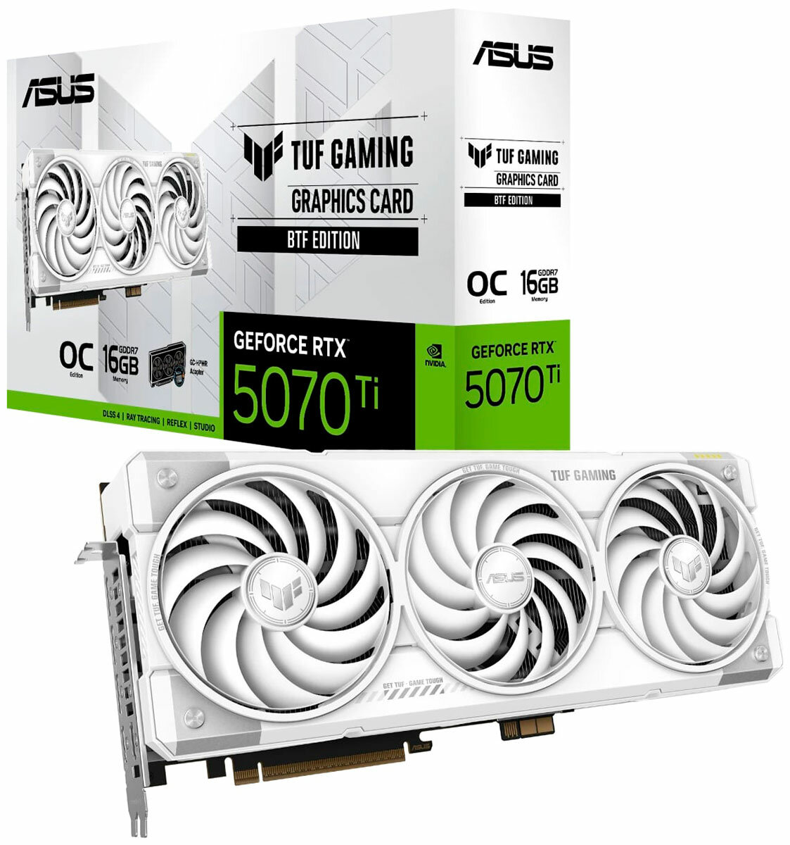 Видеокарта Asus GeForce RTX 5070 Ti TUF Gaming BTF White OC 16Gb (TUF-RTX5070TI-O16G-BTF-WHITE)