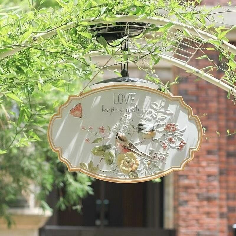 Уличная декоративная табличка для сада с птичками и цветами