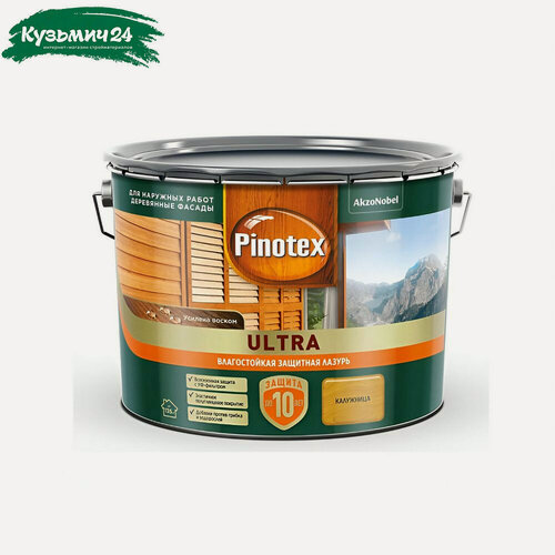 Изображение товара Лазурь Pinotex Ultra для древесины полуглянцевая влагостойкая калужница 9 л