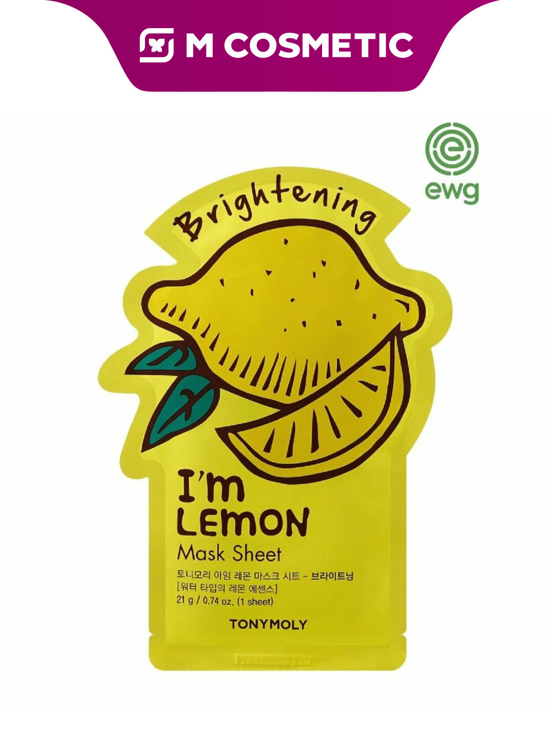 Тканевая маска для лица TonyMoly "Im lemon", отбеливание, 21г — фото 1