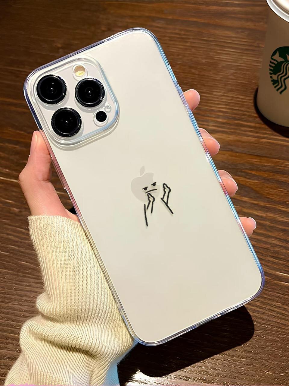 Прикольный прозрачный чехол с принтом для логотип APPLE для iPhone 16 PRO MAX