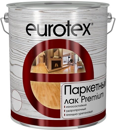 Лак Паркетный Eurotex Premium 0.8л Алкидно-Уретановый Полуматовый / Евротекс Премиум.