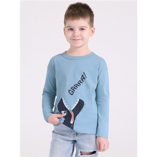 фото Лонгслив апрель, размер 60-116, серый, голубой